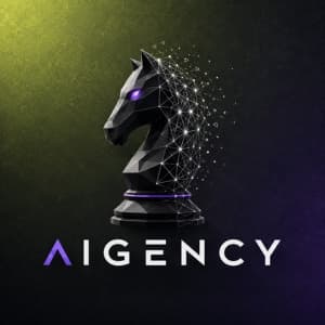 AIgency — low-poly sakkhuszár logó